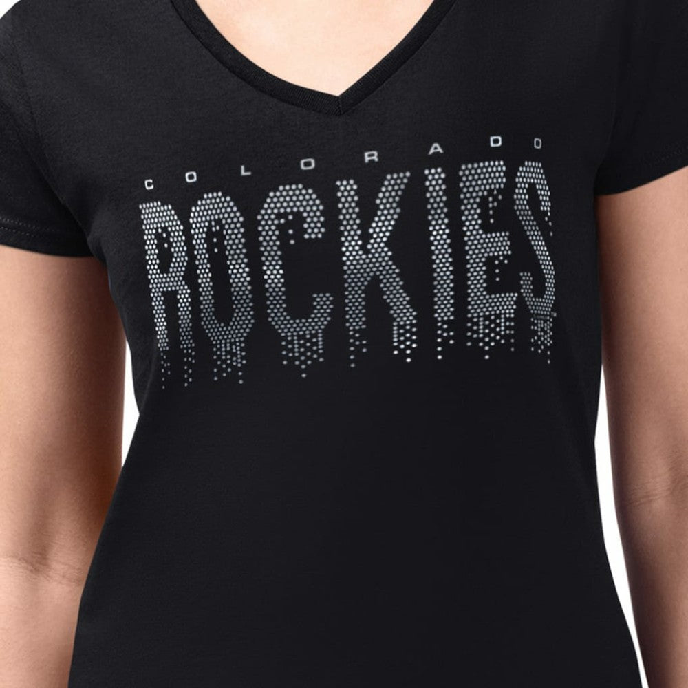 Colorado Rockies G-III 4Her by Carl Banks Women's Metallic Drop Lightweight V-Neck T-Shirt - MLB