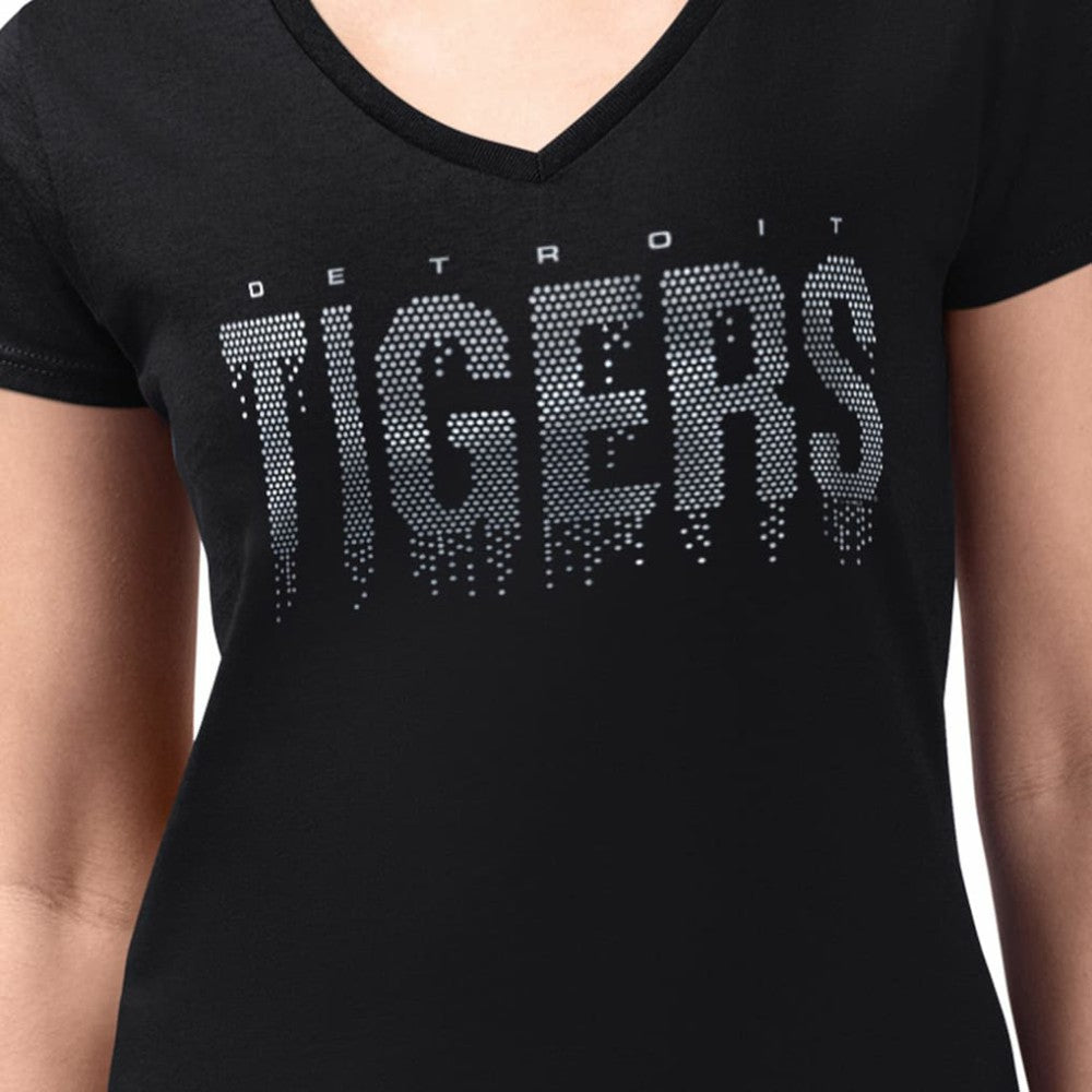 Detroit Tigers G-III 4Her by Carl Banks Women's Metallic Drop Lightweight V-Neck T-Shirt - MLB
