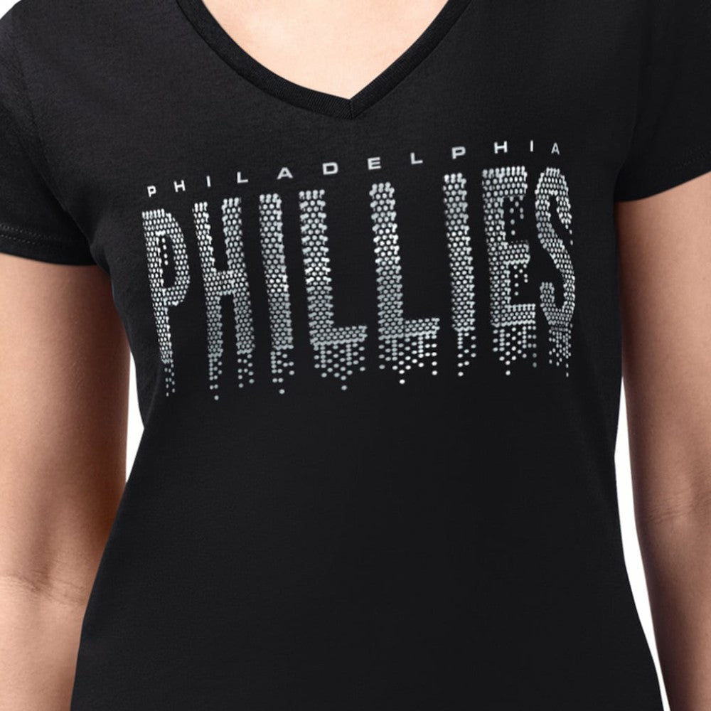 Philadelphia Phillies G-III 4Her by Carl Banks Women's Metallic Drop Lightweight V-Neck T-Shirt - MLB