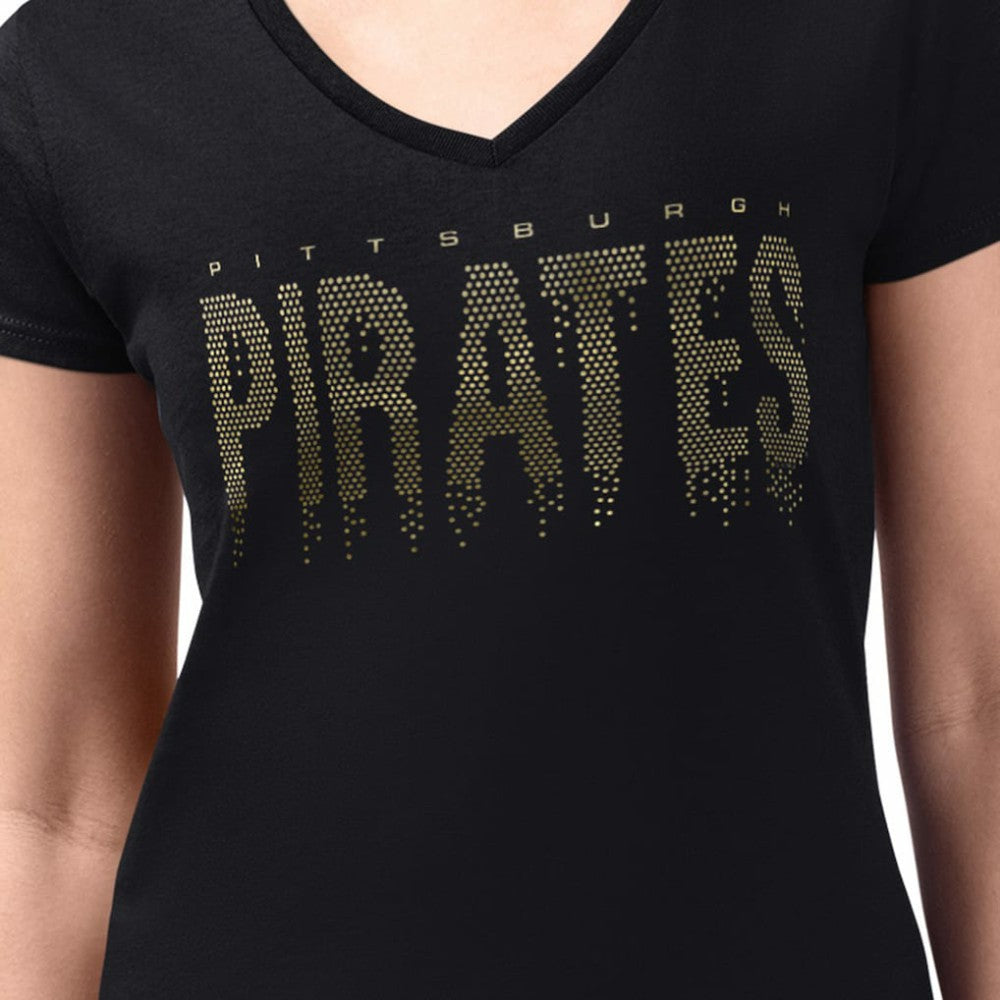Pittsburgh Pirates G-III 4Her by Carl Banks Women's Metallic Drop Lightweight V-Neck T-Shirt - MLB