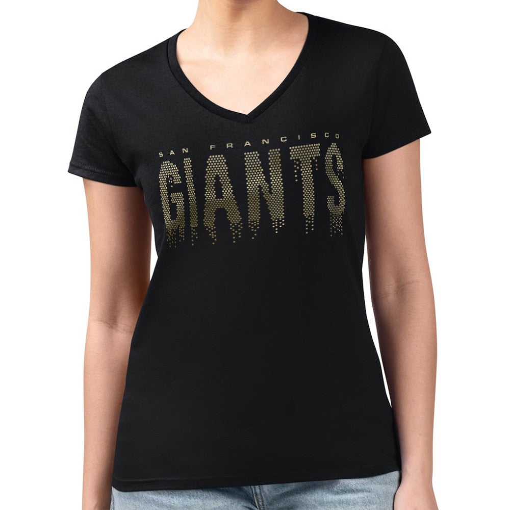 San Francisco Giants G-III 4Her by Carl Banks Women's Metallic Drop Lightweight V-Neck T-Shirt - MLB