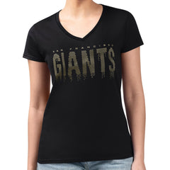 San Francisco Giants G-III 4Her by Carl Banks Women's Metallic Drop Lightweight V-Neck T-Shirt - MLB
