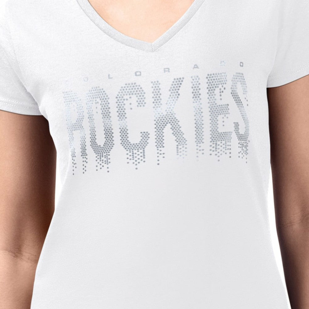 Colorado Rockies G-III 4Her by Carl Banks Women's Metallic Drop Lightweight V-Neck T-Shirt - MLB