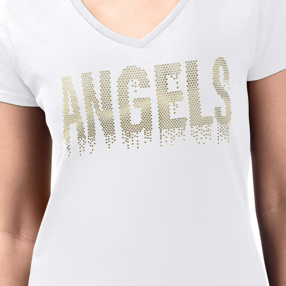 Los Angeles Angels G-III 4Her by Carl Banks Women's Metallic Drop Lightweight V-Neck T-Shirt - MLB