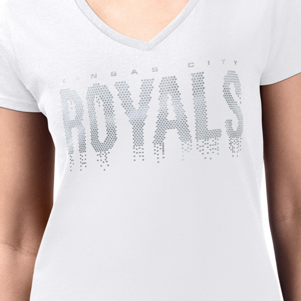 Kansas City Royals G-III 4Her by Carl Banks Women's Metallic Drop Lightweight V-Neck T-Shirt - MLB