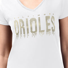 Baltimore Orioles G-III 4Her by Carl Banks Women's Metallic Drop Lightweight V-Neck T-Shirt - MLB