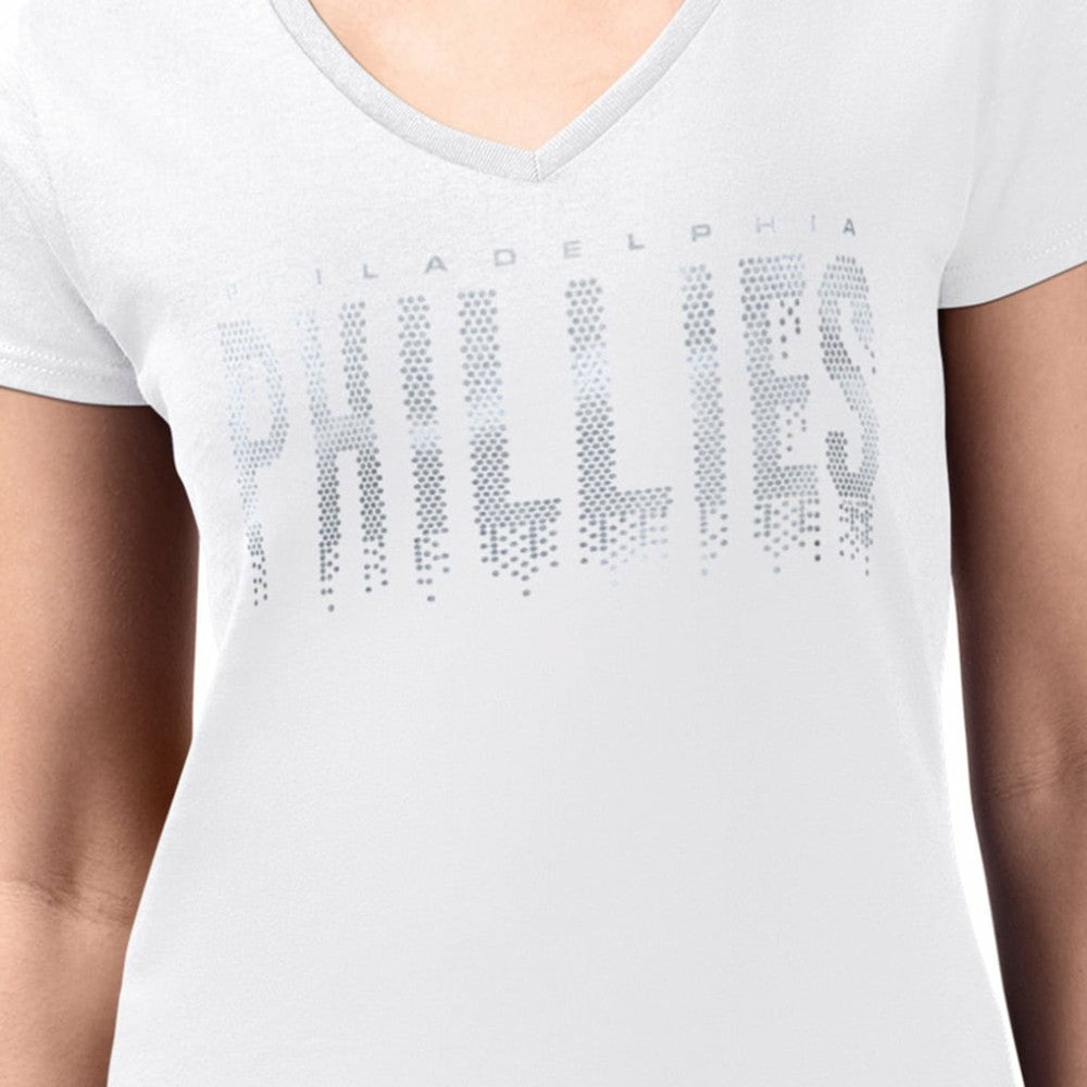 Philadelphia Phillies G-III 4Her by Carl Banks Women's Metallic Drop Lightweight V-Neck T-Shirt - MLB