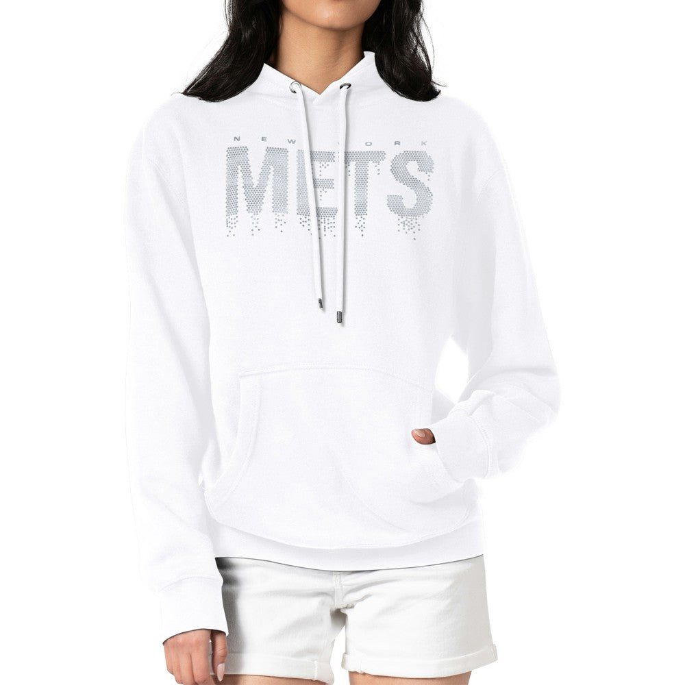 New York Mets G-III 4Her by Carl Banks Women's Metallic Drop Fleece Hoodie - MLB
