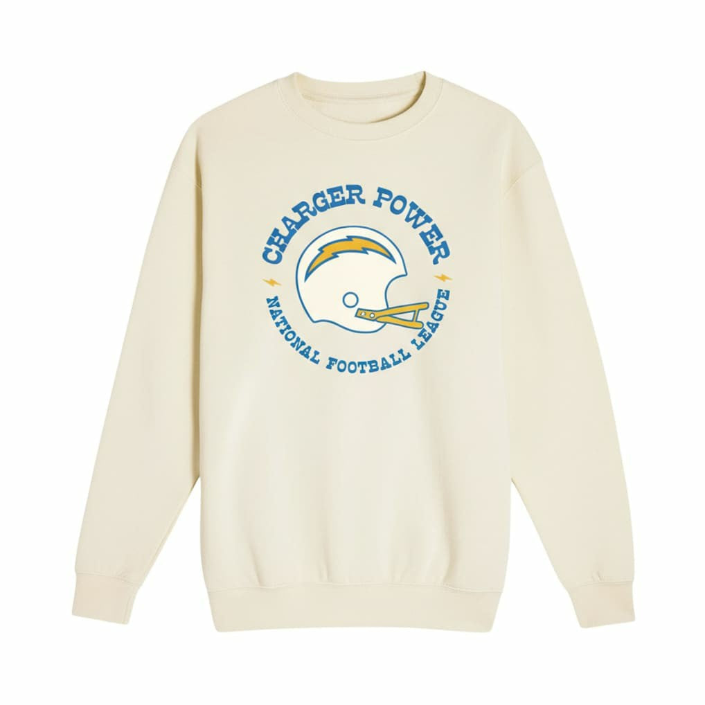 Los Angeles Chargers The Wild Collective Unisex Charger Power Fleece Sweatshirt Cream | NFL