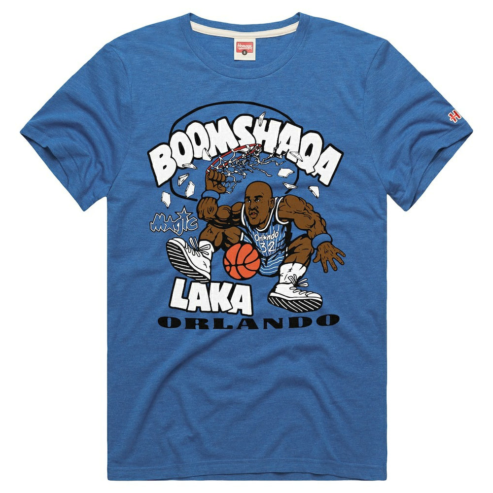 Shaquille O'Neal Orlando Magic Homage Unisex Boomshaqalaka Tri-Blend T-Shirt Blue - NBA