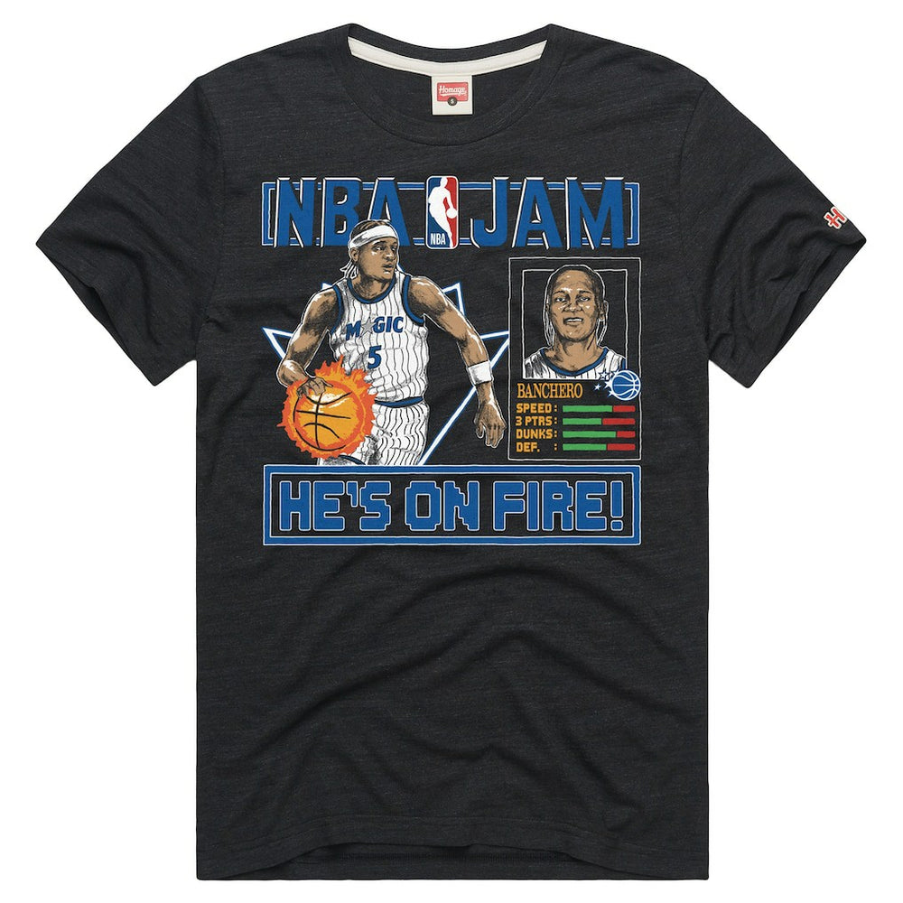 Paolo Banchero Orlando Magic Homage Unisex NBA Jam Tri-Blend T-Shirt Charcoal - NBA