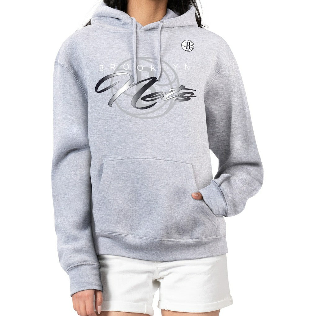 Brooklyn Nets G-III 4Her by Carl Banks Women's Shadow Logo Tri-Blend Fleece Hoodie Gray - NBA