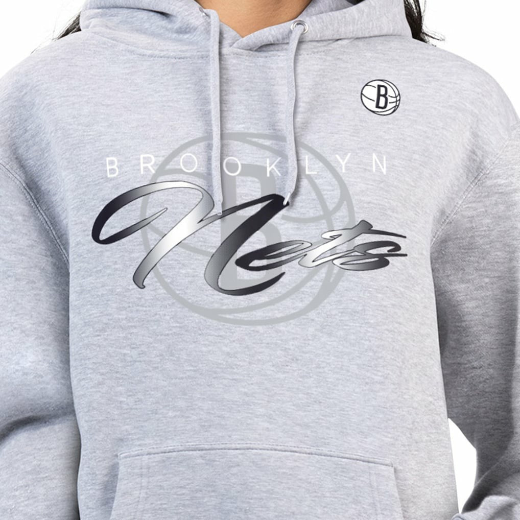 Brooklyn Nets G-III 4Her by Carl Banks Women's Shadow Logo Tri-Blend Fleece Hoodie Gray - NBA