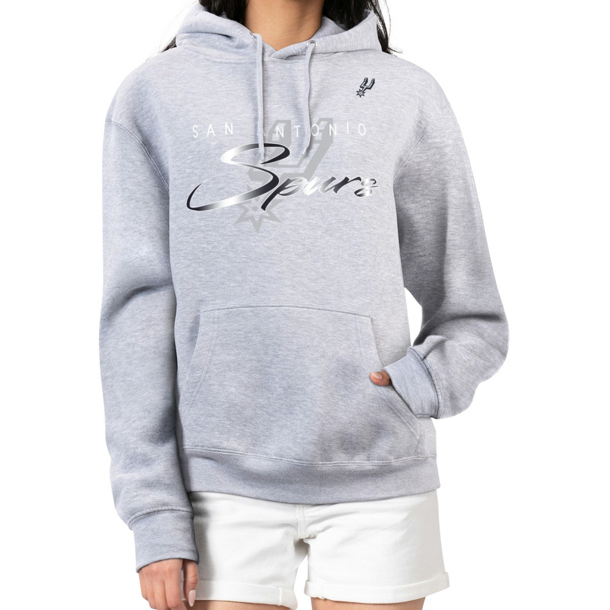 San Antonio Spurs G-III 4Her by Carl Banks Women's Shadow Logo Tri-Blend Fleece Hoodie Gray - NBA