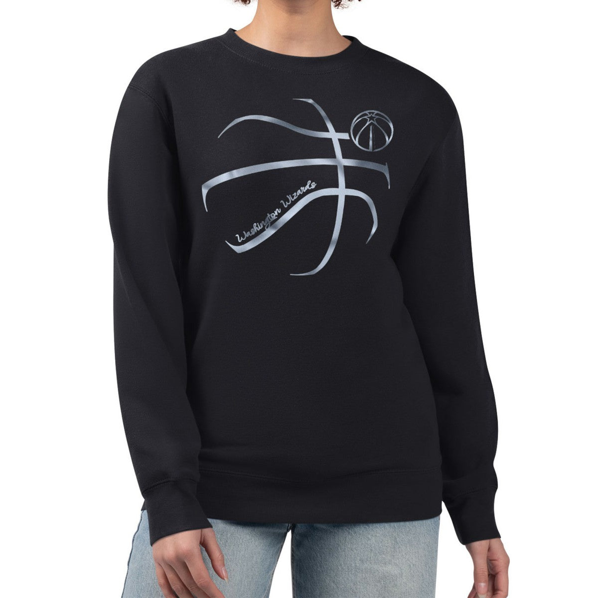 Washington Wizards G-III 4Her by Carl Banks Women's Metallic Print Basketball Sketch Fleece Sweatshirt Black - NBA