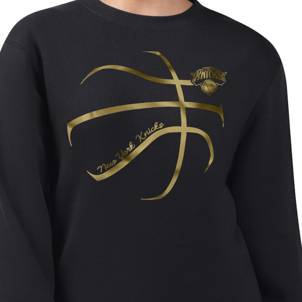 New York Knicks G-III 4Her by Carl Banks Women's Metallic Print Basketball Sketch Fleece Sweatshirt Black - NBA