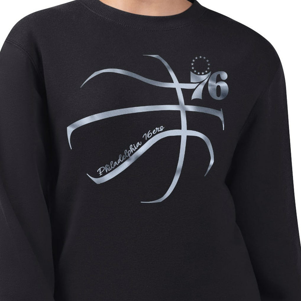 Philadelphia 76ers G-III 4Her by Carl Banks Women's Metallic Print Basketball Sketch Fleece Sweatshirt Black - NBA
