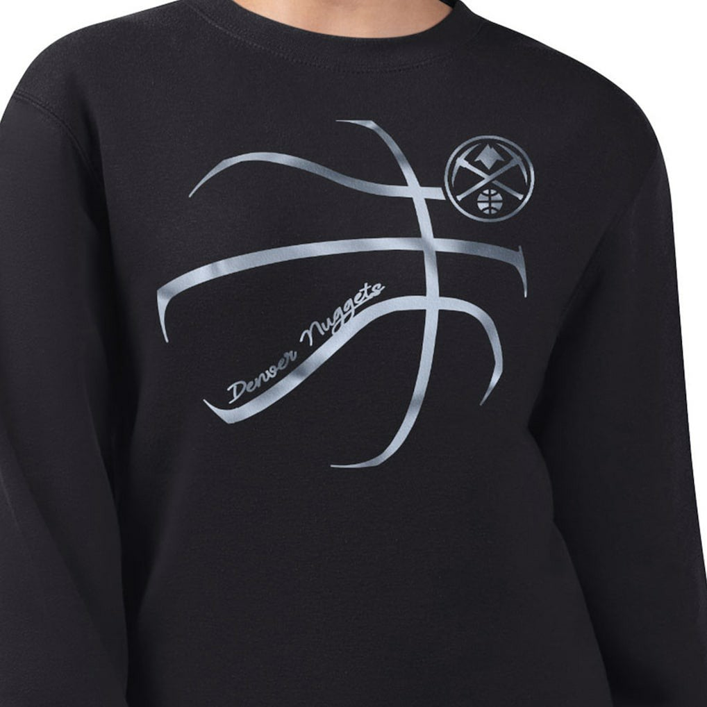 Denver Nuggets G-III 4Her by Carl Banks Women's Metallic Print Basketball Sketch Fleece Sweatshirt Black - NBA