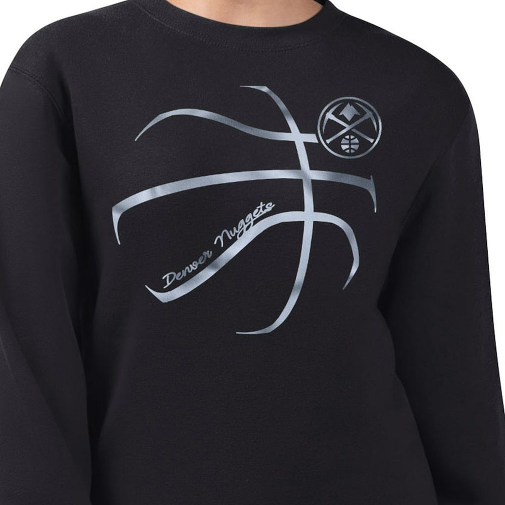 Denver Nuggets G-III 4Her by Carl Banks Women's Metallic Print Basketball Sketch Fleece Sweatshirt Black - NBA