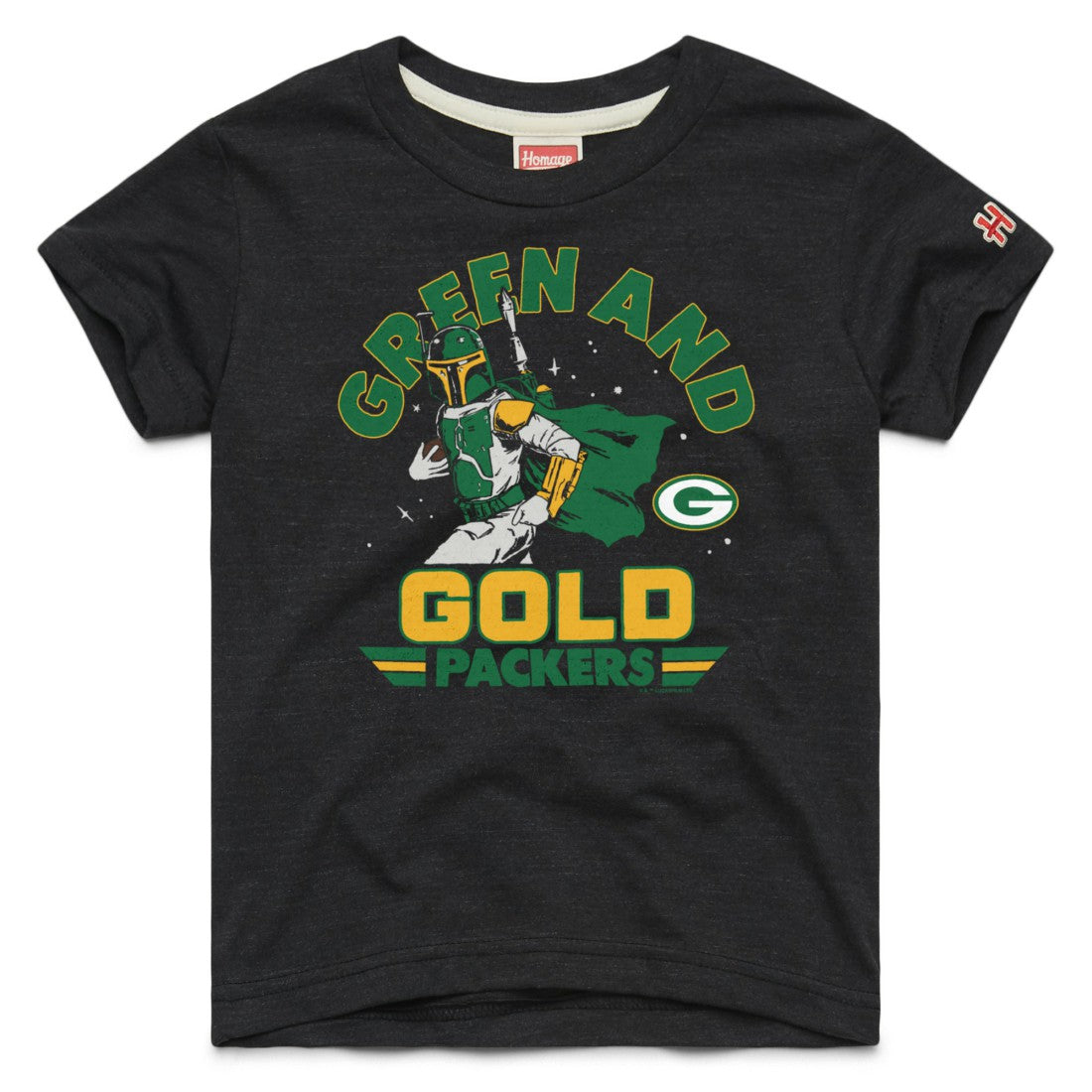 Green Bay Packers Homage Youth Star Wars x NFL Tri-Blend T-Shirt Black | NFL
