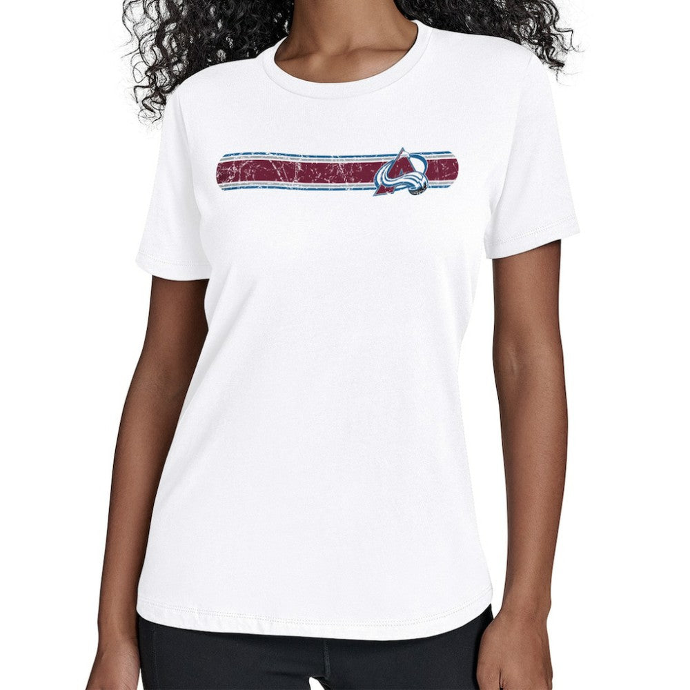 Colorado Avalanche Starter Women's Team Stripe T-Shirt - White - NHL