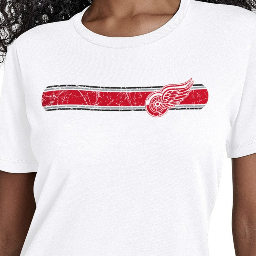 Detroit Red Wings Starter Women's Team Stripe T-Shirt - White - NHL