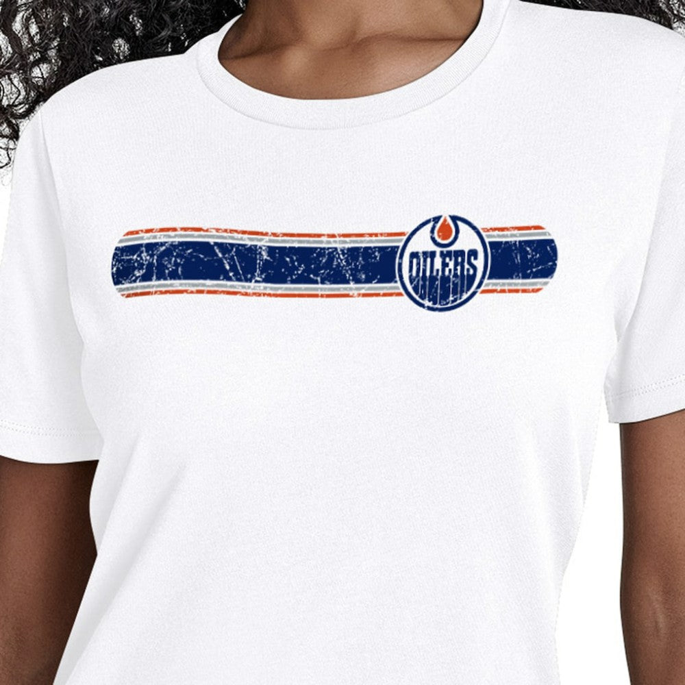 Edmonton Oilers Starter Women's Team Stripe T-Shirt - White - NHL