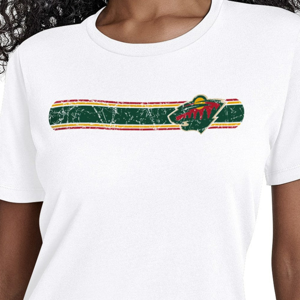 Minnesota Wild Starter Women's Team Stripe T-Shirt - White - NHL