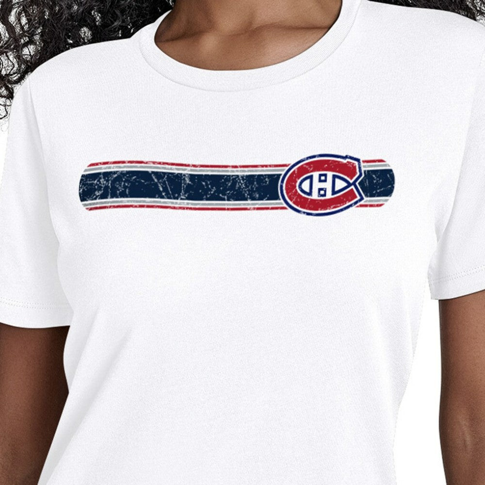 Montreal Canadiens Starter Women's Team Stripe T-Shirt - White - NHL