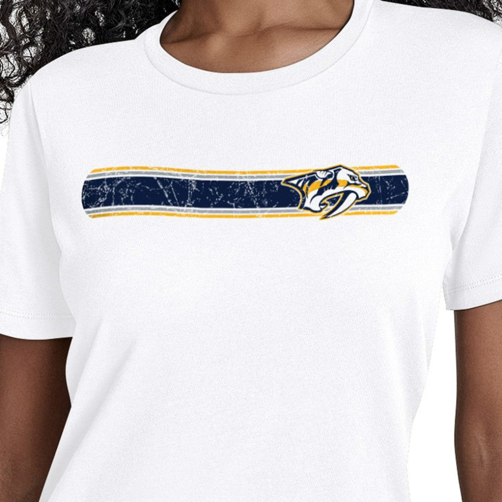 Nashville Predators Starter Women's Team Stripe T-Shirt - White - NHL