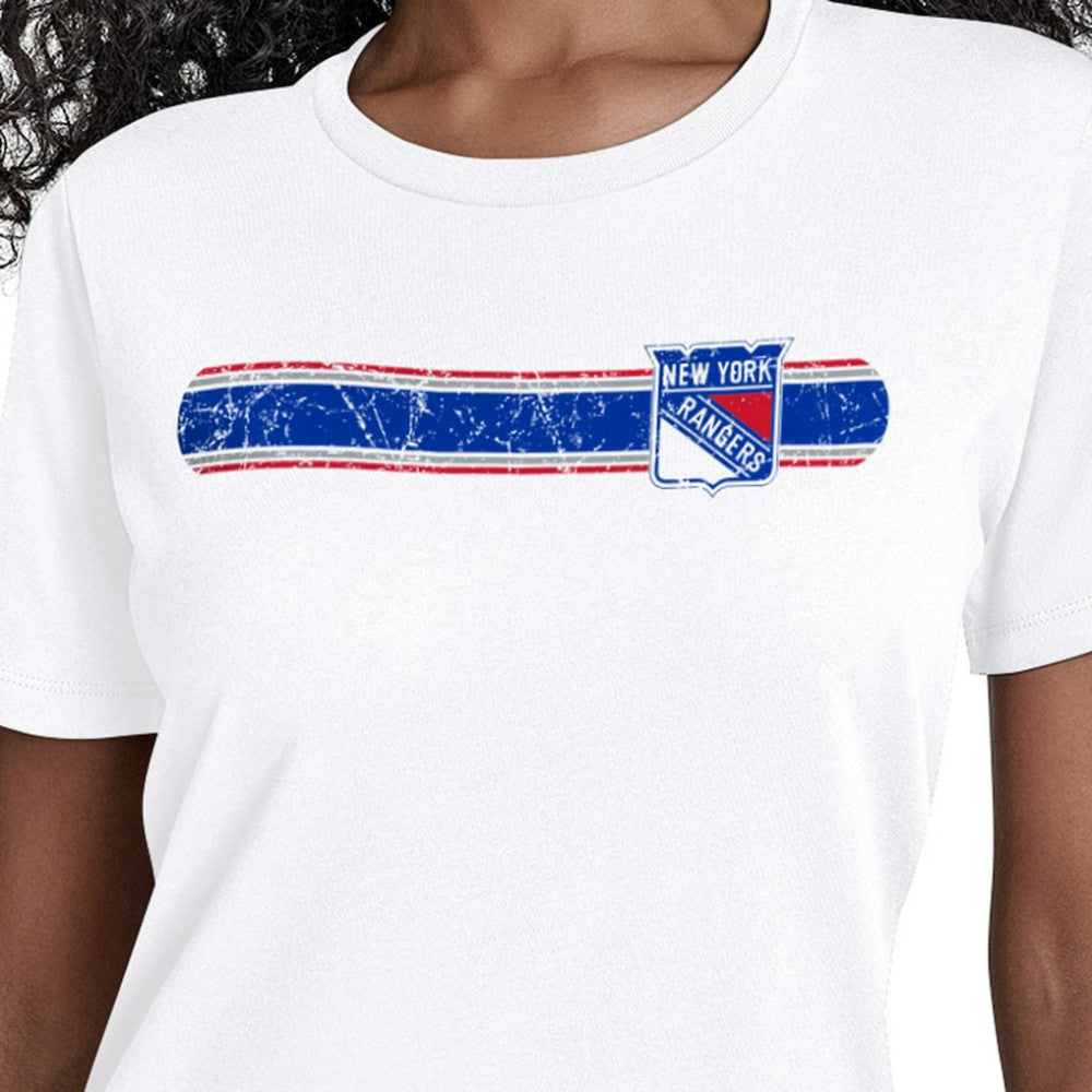 New York Rangers Starter Women's Team Stripe T-Shirt - White - NHL