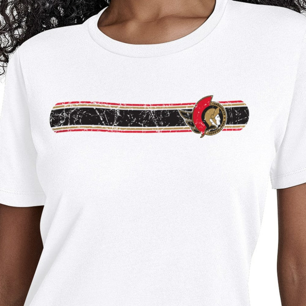 Ottawa Senators Starter Women's Team Stripe T-Shirt - White - NHL