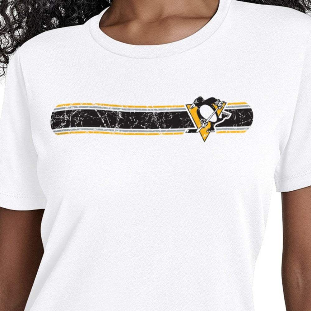 Pittsburgh Penguins Starter Women's Team Stripe T-Shirt - White - NHL
