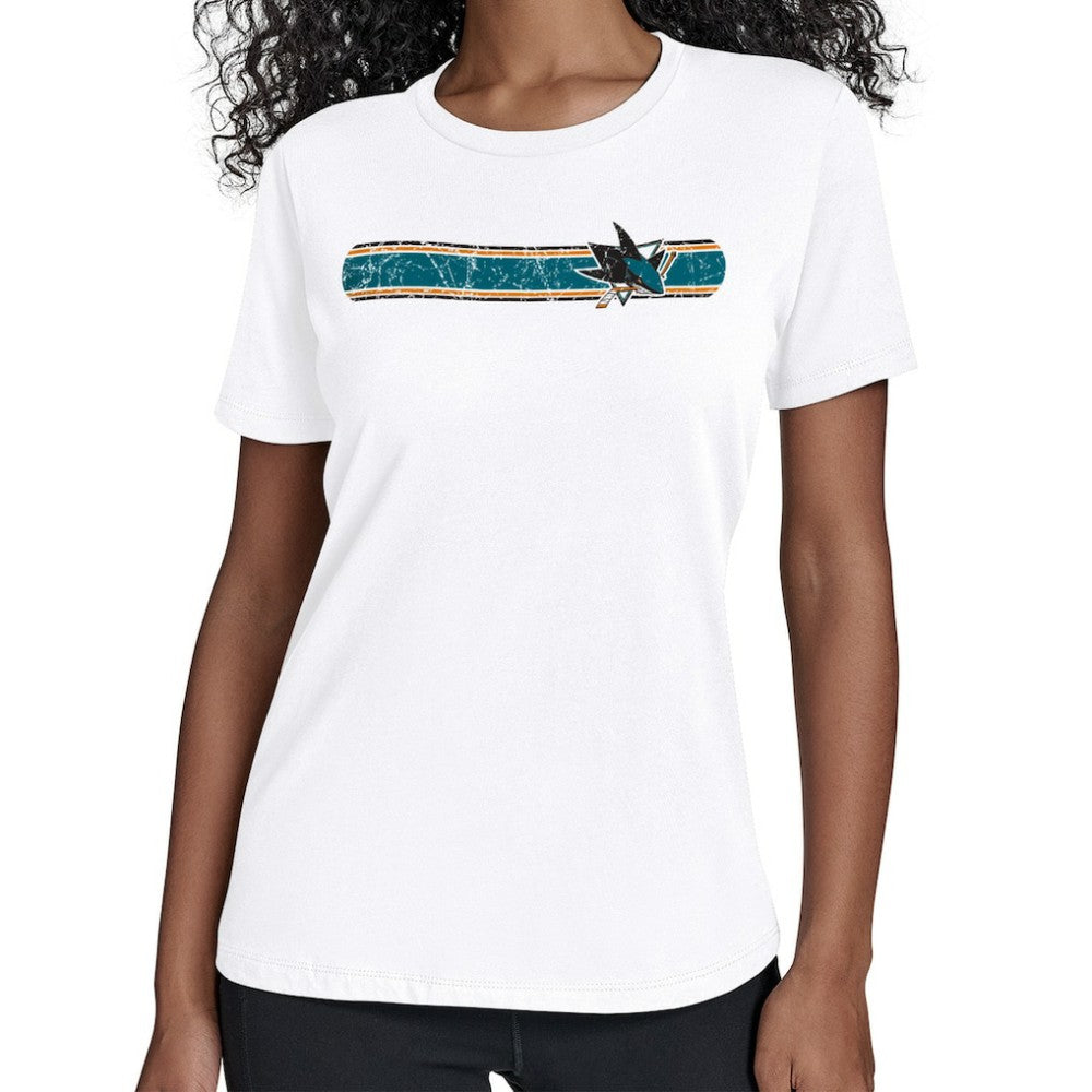 San Jose Sharks Starter Women's Team Stripe T-Shirt - White - NHL