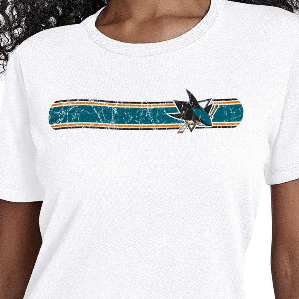 San Jose Sharks Starter Women's Team Stripe T-Shirt - White - NHL