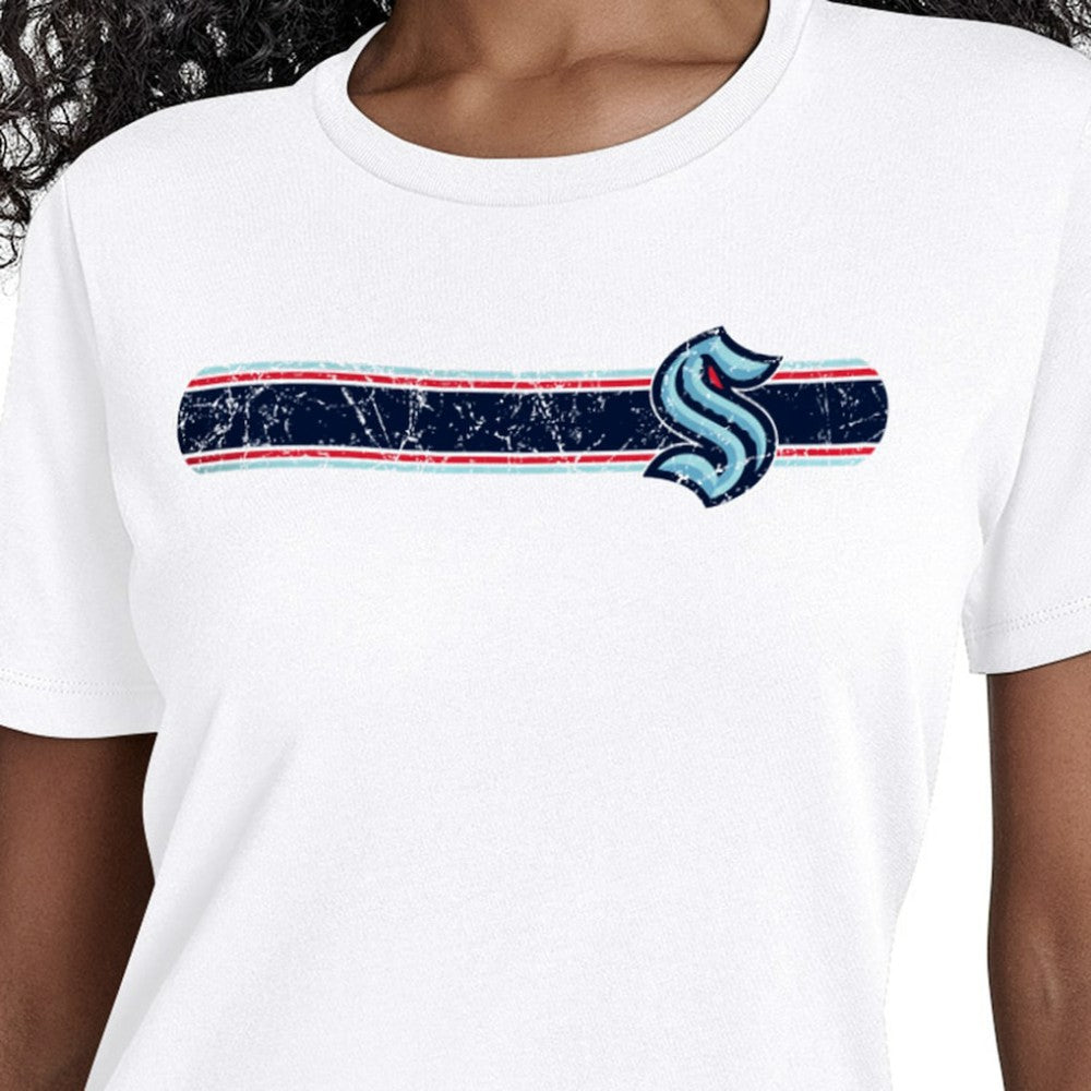 Seattle Kraken Starter Women's Team Stripe T-Shirt - White - NHL