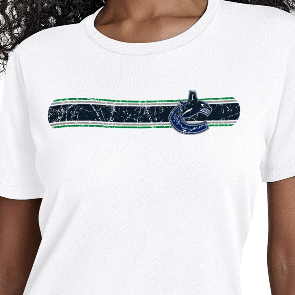 Vancouver Canucks Starter Women's Team Stripe T-Shirt - White - NHL