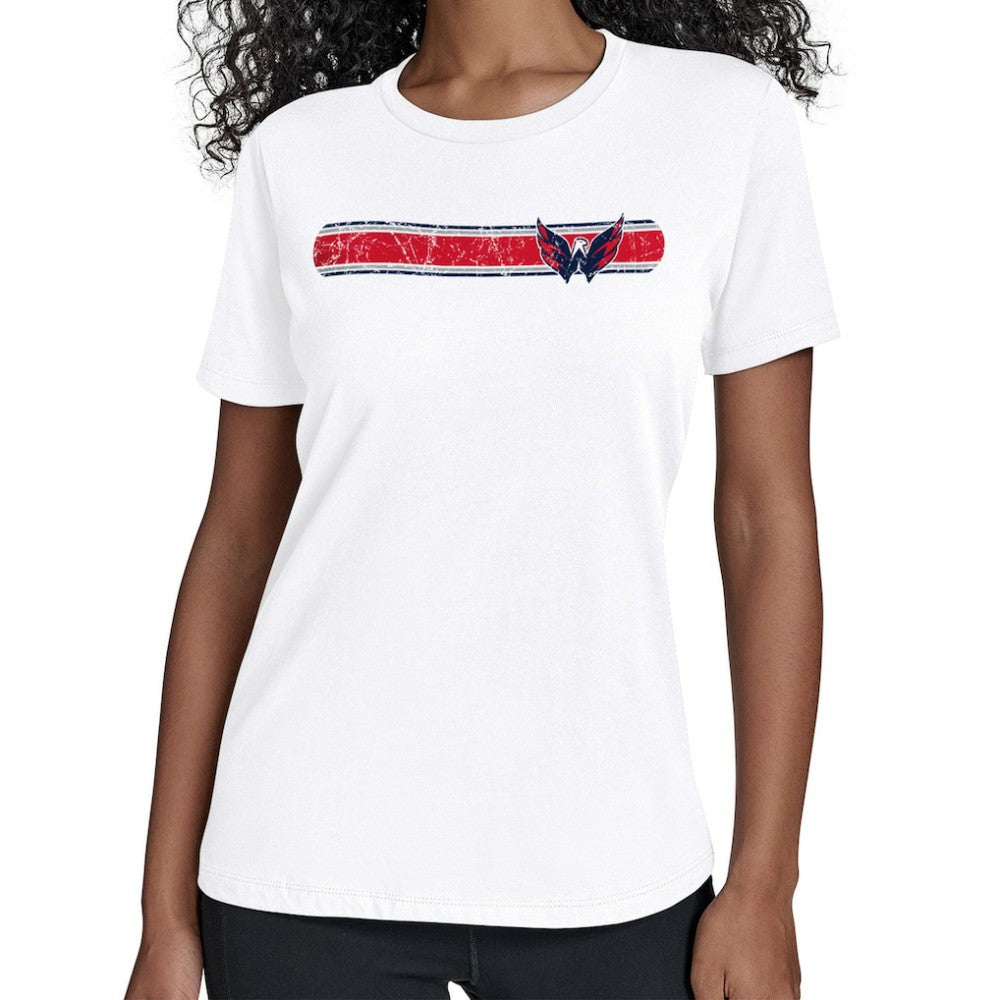 Washington Capitals Starter Women's Team Stripe T-Shirt - White - NHL
