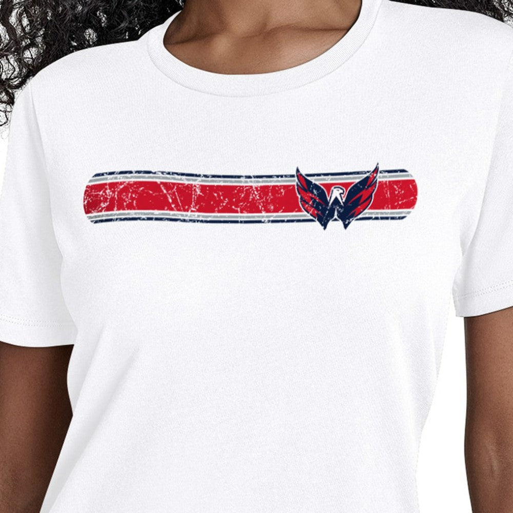 Washington Capitals Starter Women's Team Stripe T-Shirt - White - NHL