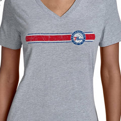 Philadelphia 76ers Starter Women's Team Stripe V-Neck T-Shirt Gray - NBA