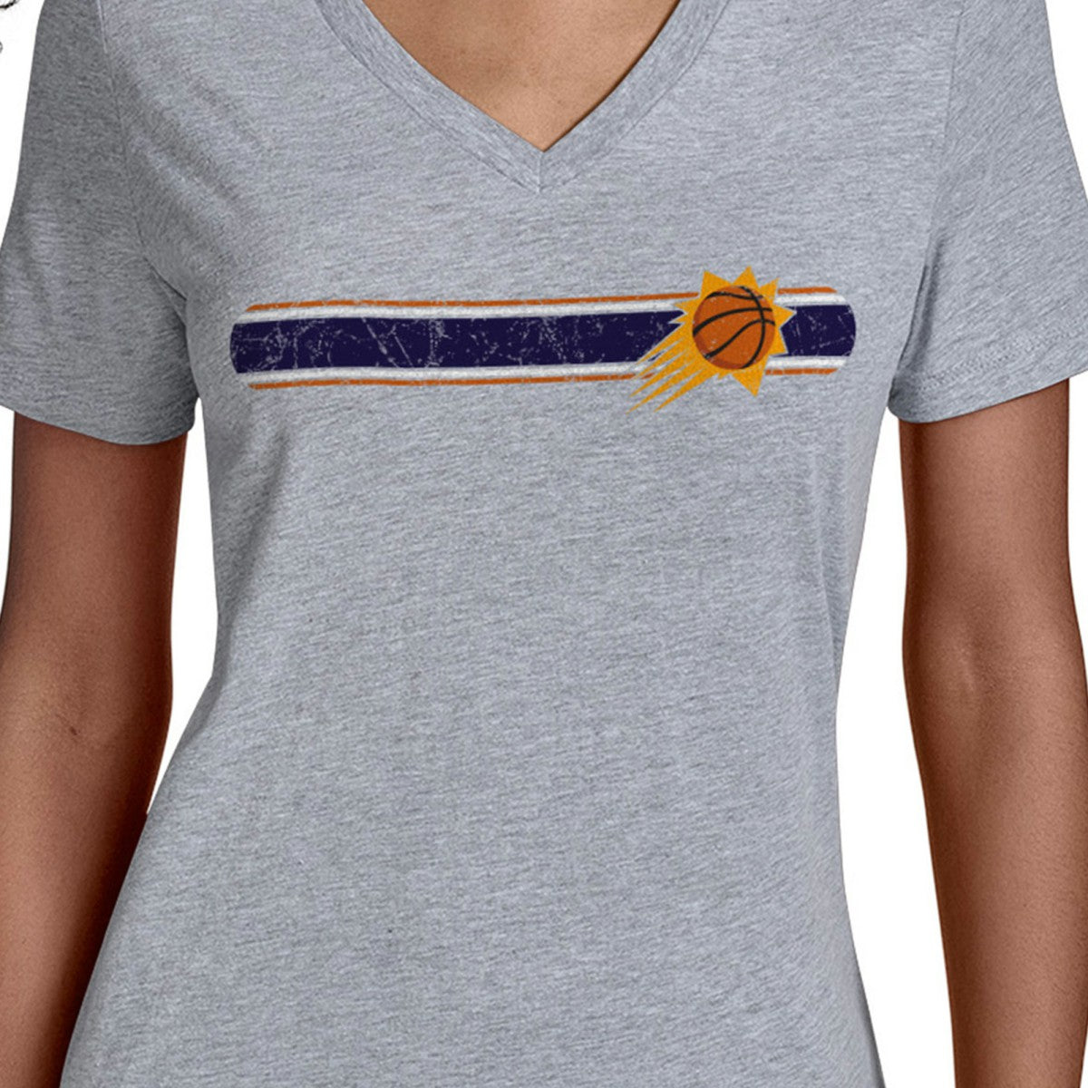 Phoenix Suns Starter Women's Team Stripe V-Neck T-Shirt Gray - NBA