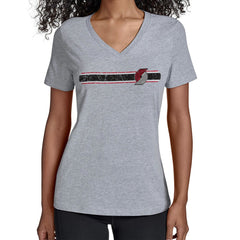 Portland Trail Blazers Starter Women's Team Stripe V-Neck T-Shirt Gray - NBA