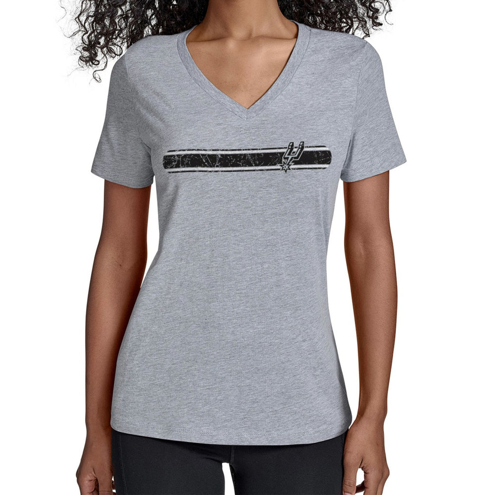San Antonio Spurs Starter Women's Team Stripe V-Neck T-Shirt Gray - NBA