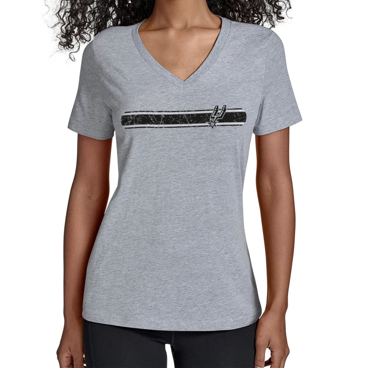 San Antonio Spurs Starter Women's Team Stripe V-Neck T-Shirt Gray - NBA