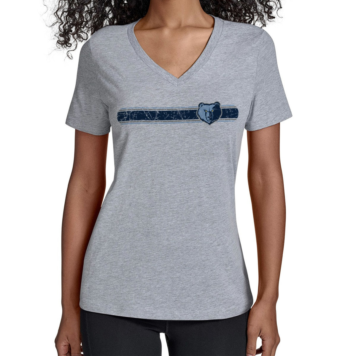 Memphis Grizzlies Starter Women's Team Stripe V-Neck T-Shirt Gray - NBA