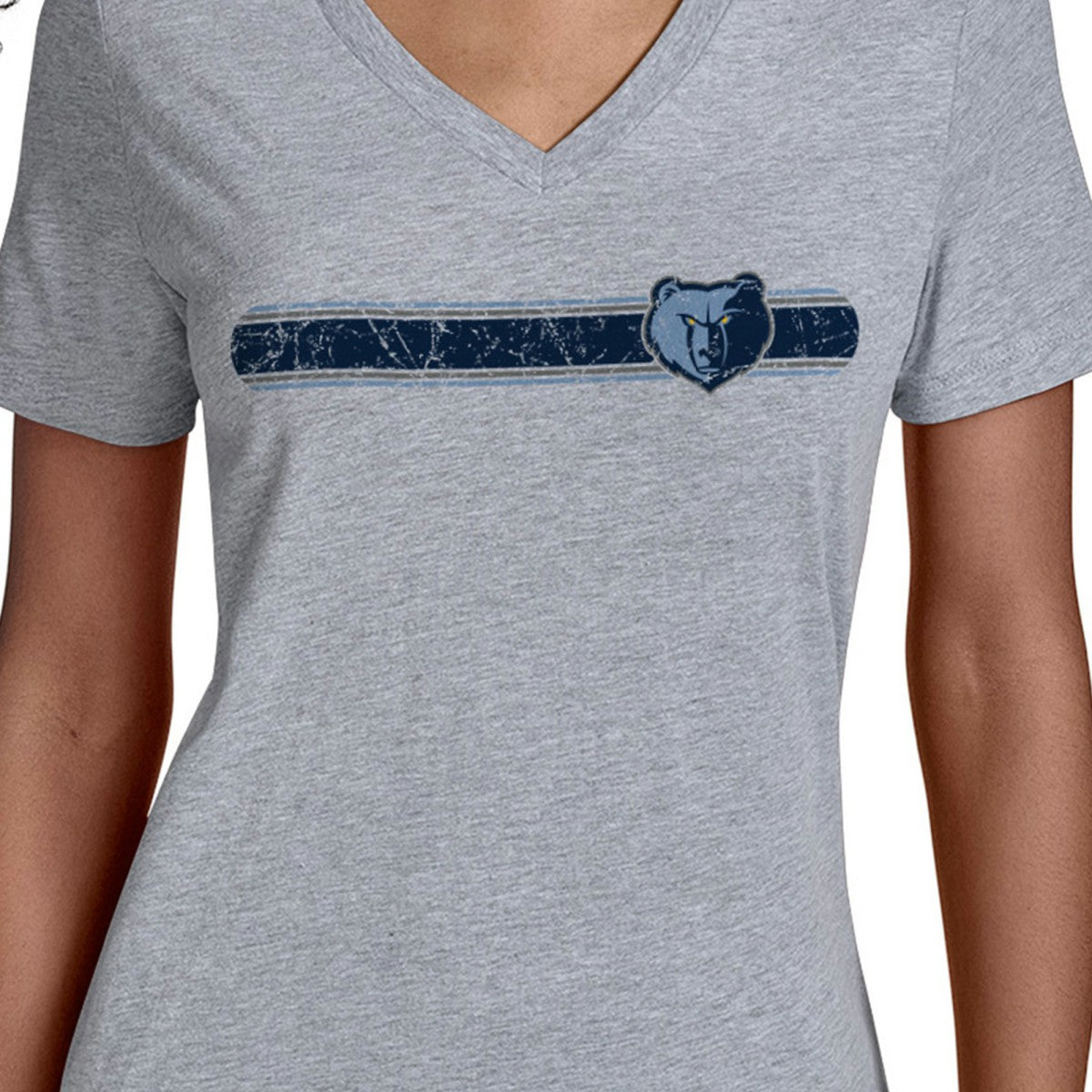 Memphis Grizzlies Starter Women's Team Stripe V-Neck T-Shirt Gray - NBA