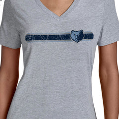 Memphis Grizzlies Starter Women's Team Stripe V-Neck T-Shirt Gray - NBA