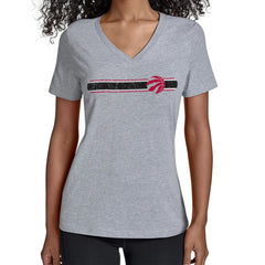Toronto Raptors Starter Women's Team Stripe V-Neck T-Shirt Gray - NBA