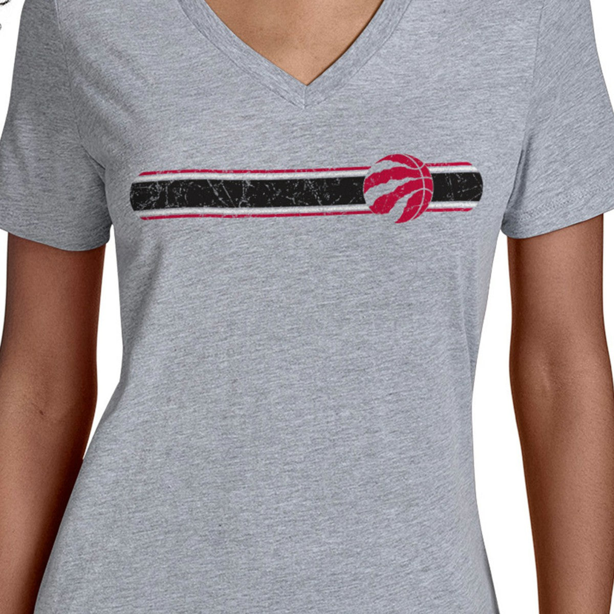 Toronto Raptors Starter Women's Team Stripe V-Neck T-Shirt Gray - NBA
