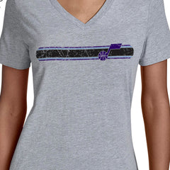 Utah Jazz Starter Women's Team Stripe V-Neck T-Shirt Gray - NBA